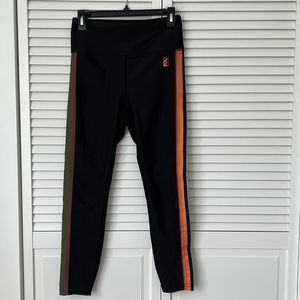 PE Nation Athletic Black Orange Green Leggings Medium